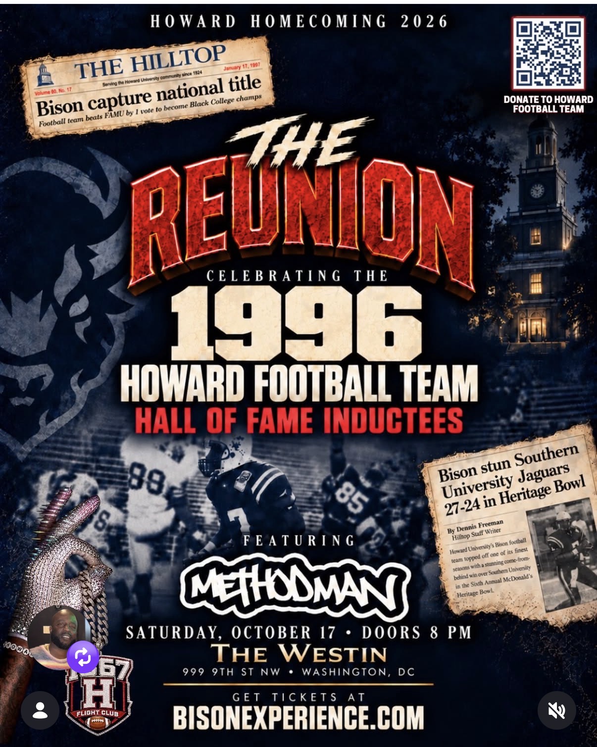 Howard Homecoming 2026 Hall of Fame flyer featuring Method Man